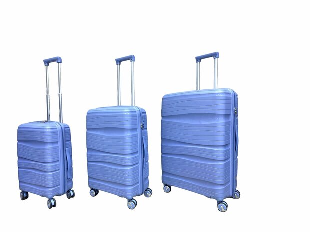 Suitcase set - Trolley set 3-piece - PP silicone travel suitcase Light blue