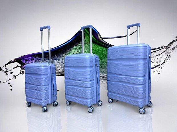 Ensemble de valises - Ensemble de trolley 3 pi&egrave;ces - Valise de voyage en silicone PP Bleu clair