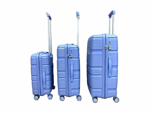 Ensemble de valises - Ensemble de trolley 3 pi&egrave;ces - Valise de voyage en silicone PP Bleu clair