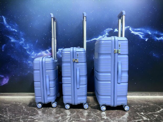 Kofferset - Trolley-Set 3-teilig - Reisekoffer aus PP-Silikon Hellblau