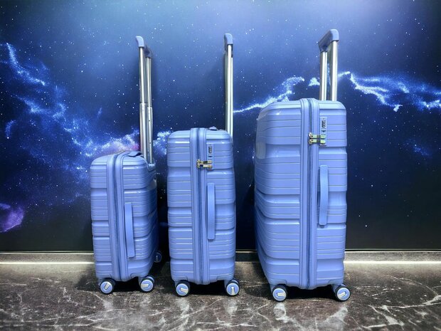 Ensemble de valises - Ensemble de trolley 3 pi&egrave;ces - Valise de voyage en silicone PP Bleu clair