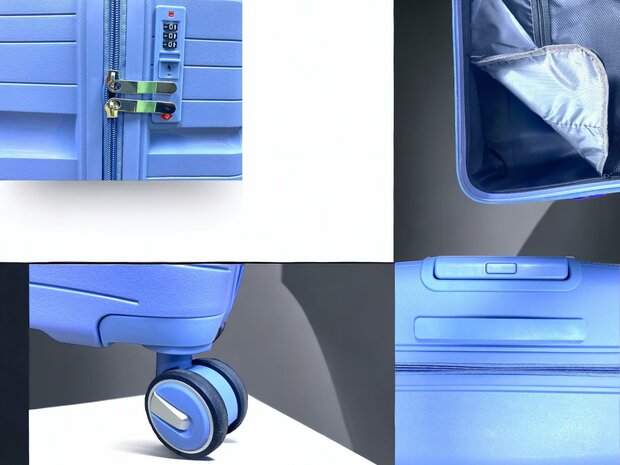 Kofferset - Trolleyset 3-delig - PP silicone reiskoffer Lichtblauw