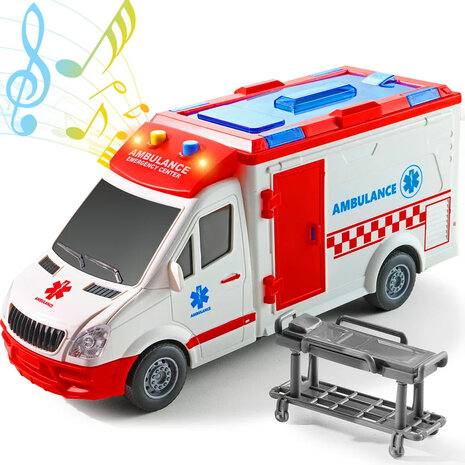 AMBULANCE TOY VEHICLE 27 cm - WITH SIREN - SOUND AND LIGHTS