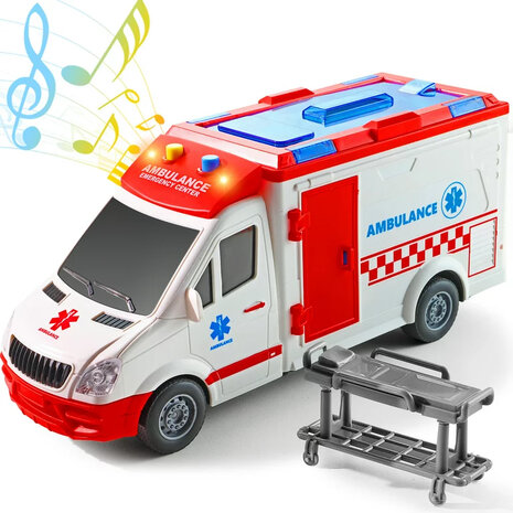 V&Eacute;HICULE JOUET AMBULANCE 27 cm - AVEC SIR&Egrave;NE - SON ET LUMI&Egrave;RES