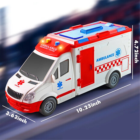 V&Eacute;HICULE JOUET AMBULANCE 27 cm - AVEC SIR&Egrave;NE - SON ET LUMI&Egrave;RES