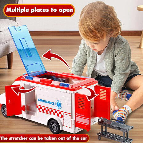 AMBULANCE TOY VEHICLE 27 cm - WITH SIREN - SOUND AND LIGHTS