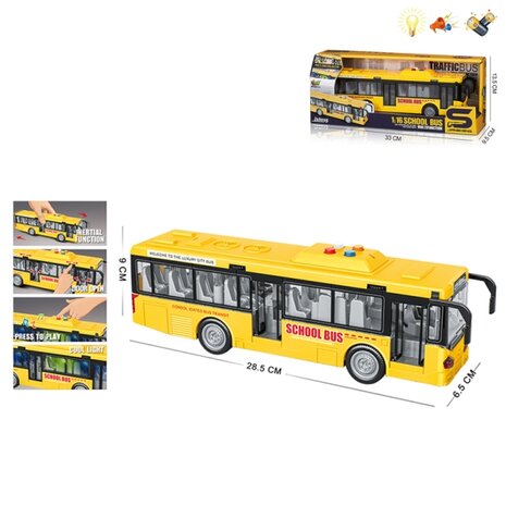 AUTOBUS SCOLAIRE AVEC LUMI&Egrave;RE ET SON 27 CM JAUNE 1:16