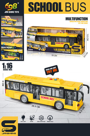 AUTOBUS SCOLAIRE AVEC LUMI&Egrave;RE ET SON 27 CM JAUNE 1:16