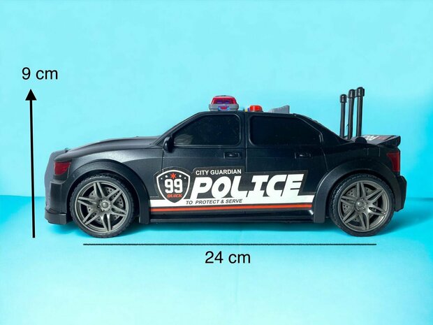 Polizeiauto 99 USA mit Friktionsmotor - Sound- und Lichteffekte - 24CM Schwarz