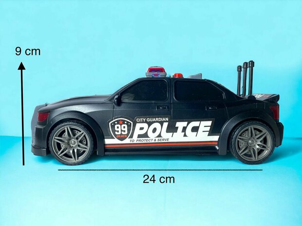 Politieauto 99 USA met frictiemotor - geluids- en lichteffecten - 24CM zwart