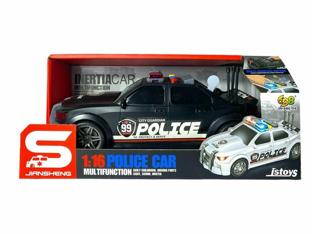 Politieauto 99 USA met frictiemotor - geluids- en lichteffecten - 24CM zwart