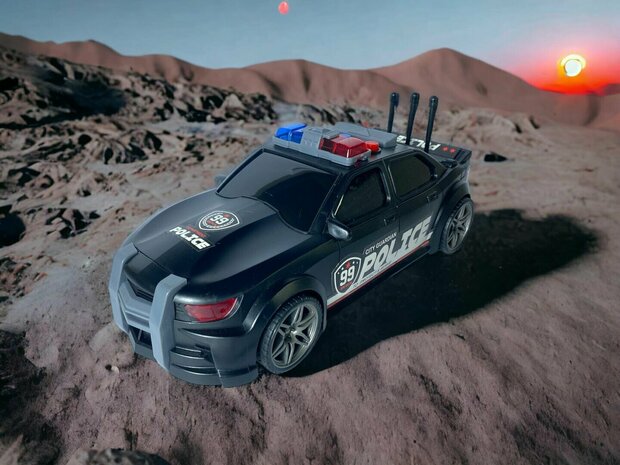 Voiture de police 99 USA avec moteur &agrave; friction - effets sonores et lumineux - 24CM noir