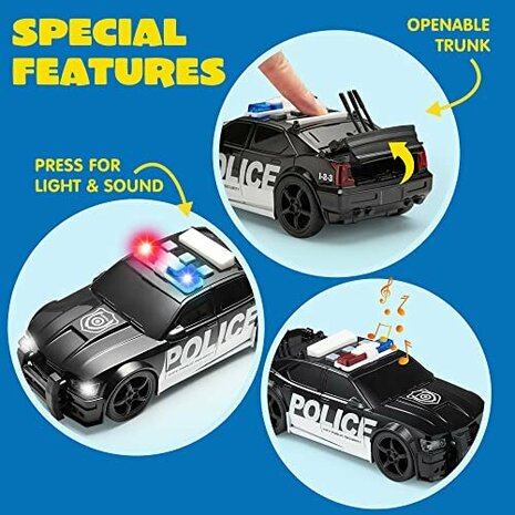 Voiture de police 99 USA avec moteur &agrave; friction - effets sonores et lumineux - 24CM noir