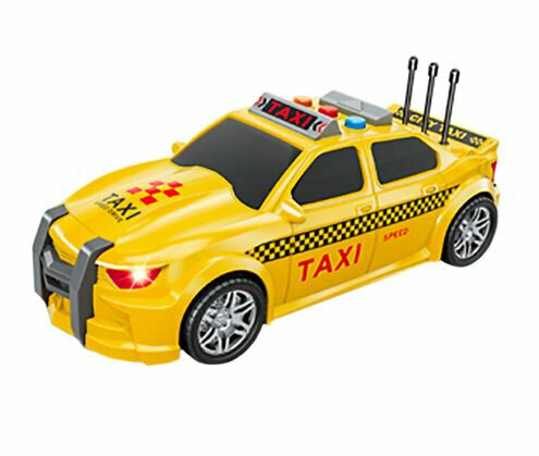 Taxi jouet avec effets sonores et lumineux - moteur &agrave; friction - 1:16