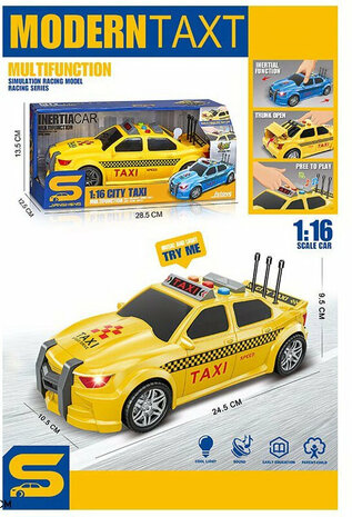 Speelgoed taxi met geluids- en lichteffecten - frictiemotor - 1:16