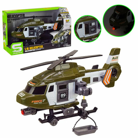 Speelgoed helikopter Army Force gevechtshelikopter met licht en geluid 29CM