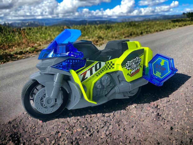 Moto de police jouet avec son et lumi&egrave;res 1:16 Racing