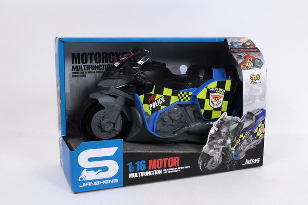 Moto de police jouet avec son et lumi&egrave;res 1:16 Racing