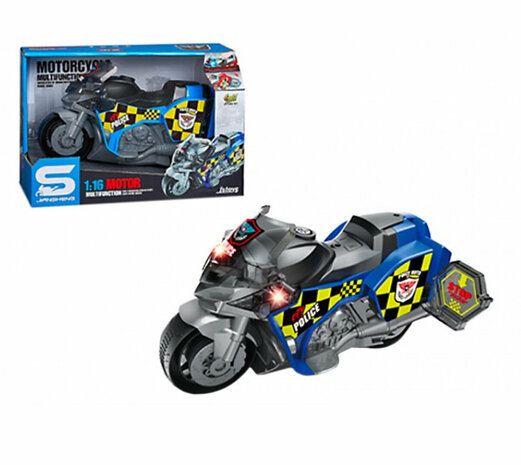 Moto de police jouet avec son et lumi&egrave;res 1:16 Racing