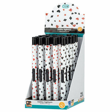 Gas aanstekers - Poker - 25 stuks - navulbaar - TOM&reg;