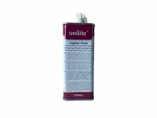 Liquide &agrave; briquet Unilite - Bouteille de recharge universelle &agrave; essence - avec briquets Zippo 133 ml