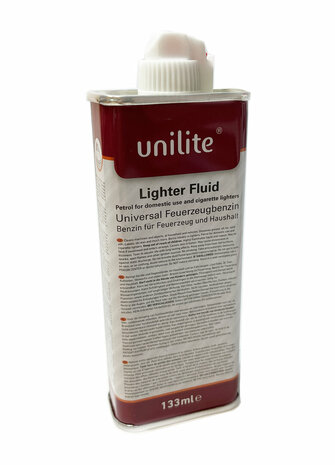 Liquide &agrave; briquet Unilite - Bouteille de recharge universelle &agrave; essence - avec briquets Zippo 133 ml