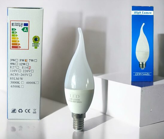 LED-Lampe, LED-Kerzenlampe, wei&szlig;es Licht, E14, Energie A