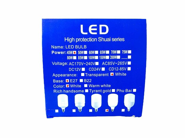 LED lamp - E27 fitting - 1W vervangt 40W - 6500K daglicht wit Energy A