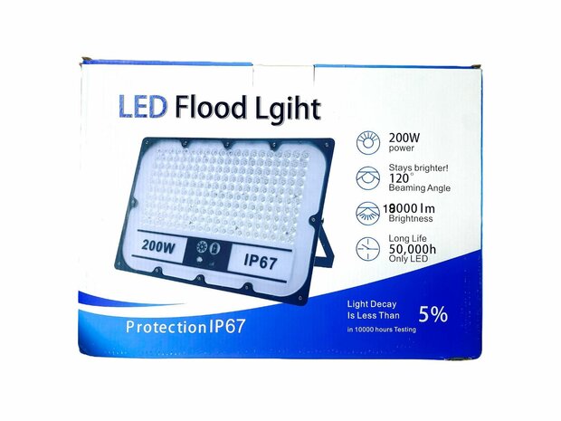 Projecteur LED PRO IP67 - 200W 18000 Lumen - Blanc lumi&egrave;re du jour 6500K - Garantie 3 ans