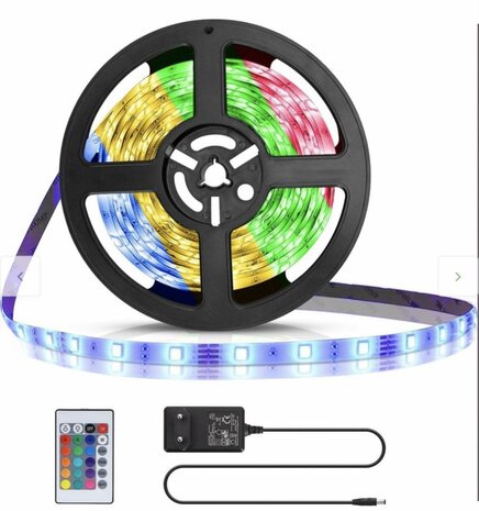 Bande LED - 5m - 15 couleurs - Avec t&eacute;l&eacute;commande