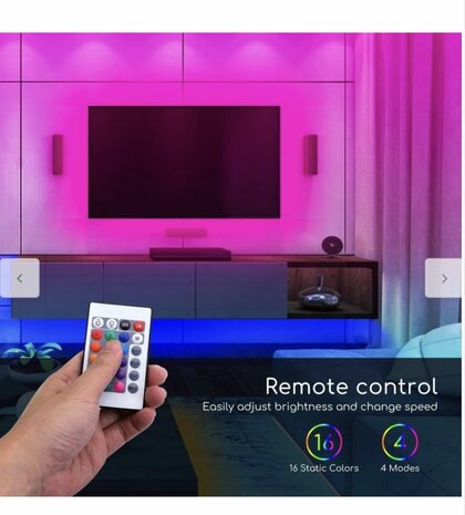 LED strip - 5m - 15 colors - Including remote control