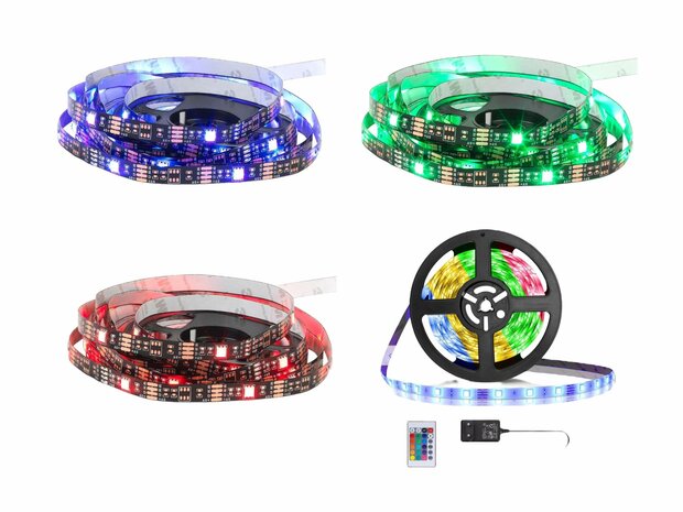 LED strip - 5m - 15 colors - Including remote control