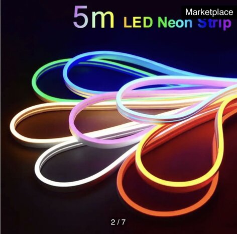 N&eacute;on LED - 5m 12V basse tension 12 mm (Couleur: blanc neutre)