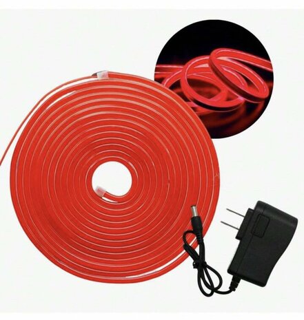 LED neon light - 5m 12V low voltage 12 mm (Colour: Red)