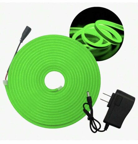 LED neon light - 5m 12V low voltage 12 mm (Colour: Green)