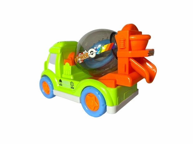 DogTruck Bump&amp;Go - betonmixer vrachtwagen hondje - beweegt, geluid en muziek