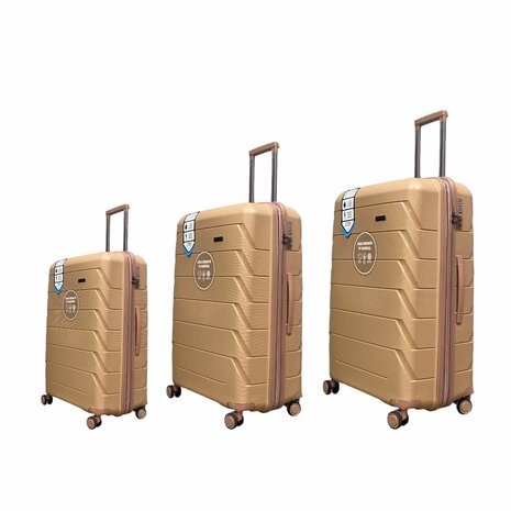 Kofferset Trolleyset 3-delig - PP silicone Uitbreidbaar reiskoffer ( Mild Savanna )