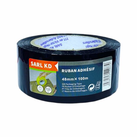 Ruban d&#039;emballage noir 48mm X 100m - Ruban adh&eacute;sif -