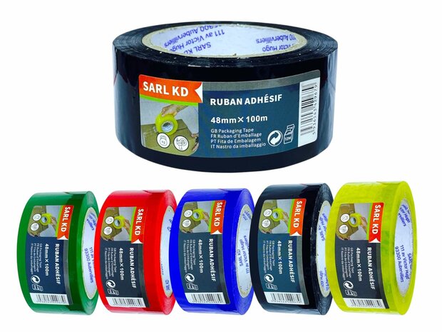 Ruban d&#039;emballage noir 48mm X 100m - Ruban adh&eacute;sif -