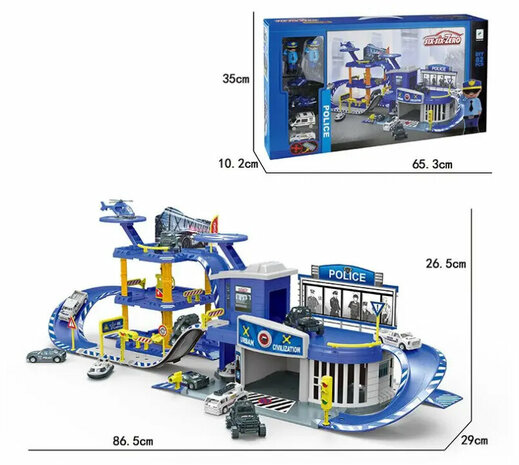 Politiebureau garage - 82-delig set 86.5CM Police Garage DIY Set - XXL 