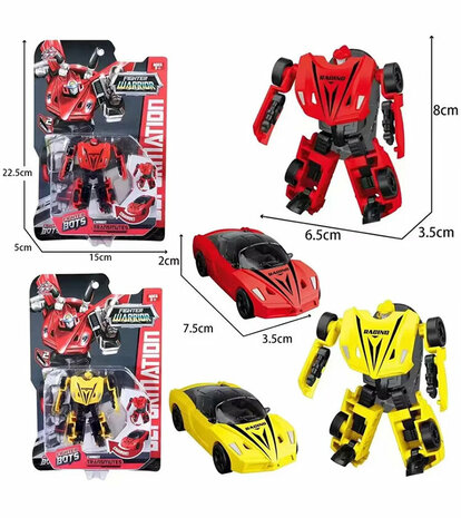 Transformeerbare Robot &amp; sportauto Fighter Warrior Bots - Suba Racer &ndash; 2-in-1 per 2 stuks