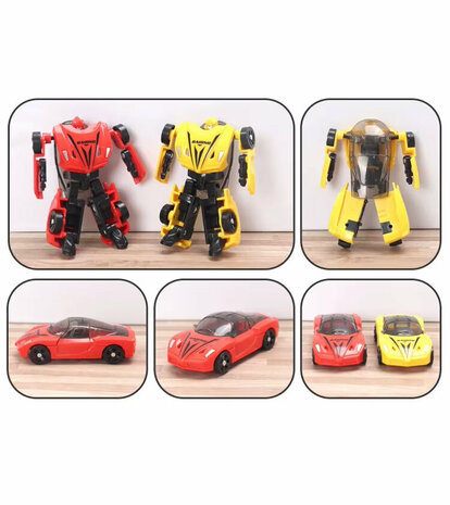 Transformeerbare Robot &amp; sportauto Fighter Warrior Bots - Suba Racer &ndash; 2-in-1 per 2 stuks