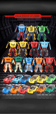 Transformeerbare Robot &amp; sportauto ( per 2 stuks ) Fighter - Warrior - Bots - Suba Racer 2-in-1 