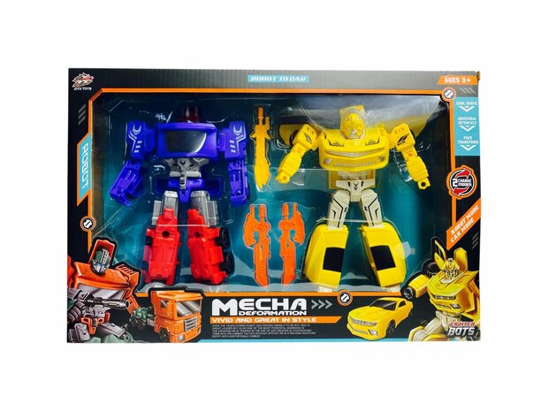 Transform Mecha Robots &ndash; 2in1 robot en auto - set van 2 stuks