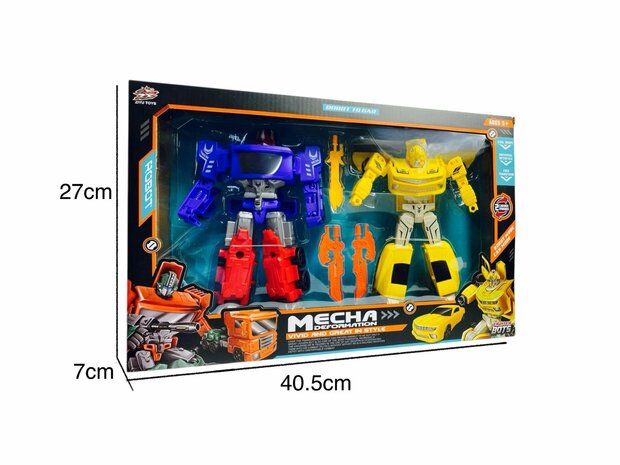 Transform Mecha Robots &ndash; 2in1 robot en auto - set van 2 stuks