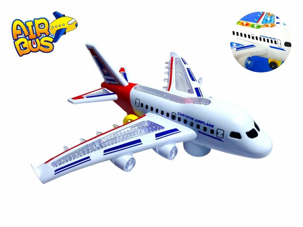 Speelgoed vliegtuig Airbus met geluid en lichtjes- kan rijden - 27CM Inclusief batterij