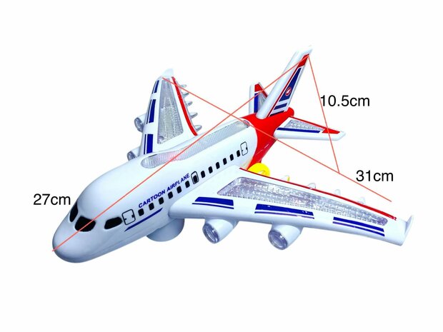 Speelgoed vliegtuig Airbus met geluid en lichtjes- kan rijden - 27CM Inclusief batterij