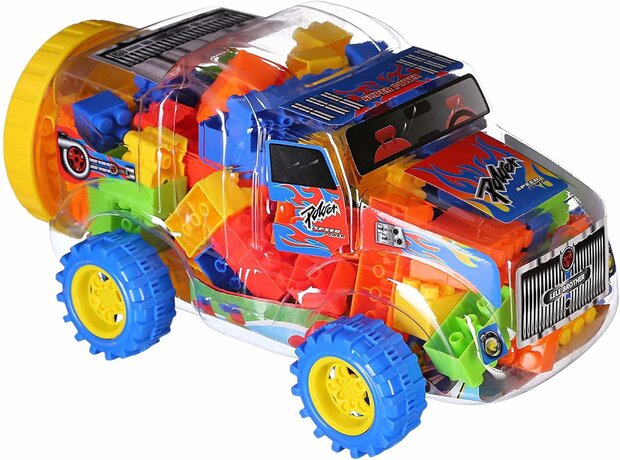 Speelgoed Bouwblokjes - In Auto Box - bouwstenen + auto 100 stuks Bouwstenen 
