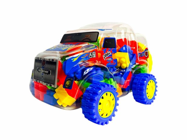 Speelgoed Bouwblokjes - In Auto Box - bouwstenen + auto 100 stuks Bouwstenen 