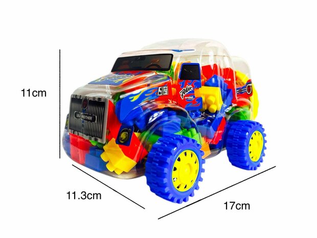 Speelgoed Bouwblokjes - In Auto Box - bouwstenen + auto 100 stuks Bouwstenen 